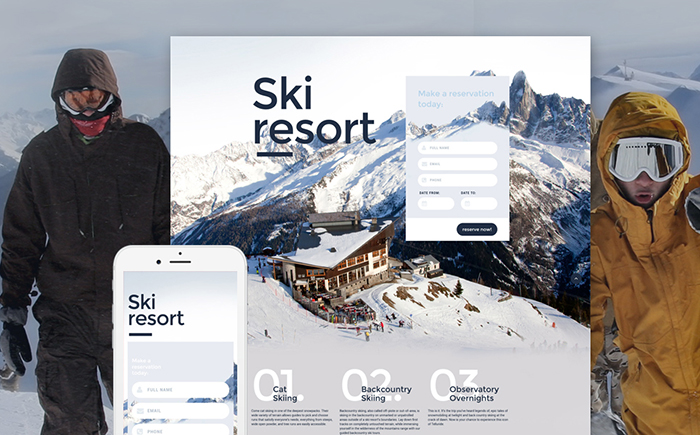 Skiing Responsive Landing Page Template