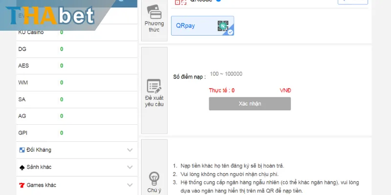 Hướng dẫn nạp tiền Thabet cơ bản cho người chơi mới